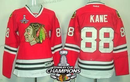 Frauen Chicago Blackhawks #88 Patrick Kane Trikots W/2015 Stanley Cup Champion Patch – Rot