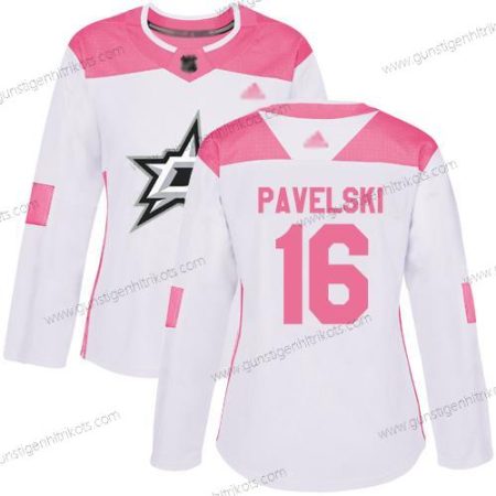 Frauen Dallas Stars #16 Joe Pavelski Authentisch Strickerei Hockey Trikots – Weiß Rosa