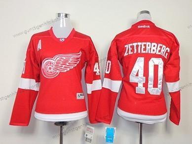 Frauen Detroit Red Wings #40 Henrik Zetterberg Trikots – Rot