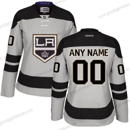 Frauen Los Angeles Kings Personalisiertes ersatzweise Strickerei NHL Reebok Hockey Trikots – Grau