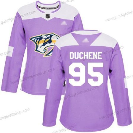 Frauen Nashville Predators #95 Matt Duchene Authentisch Bekämpft Krebs Strickerei Hockey Trikots – Lila