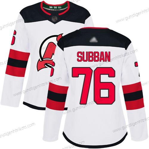 Frauen New Jersey Devils #76 P. K. Subban Road Authentisch Strickerei Hockey Trikots – Weiß