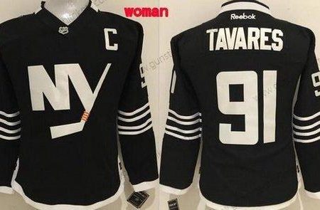 Frauen New York Islanders #91 John Tavares 2015 Reebok Premier ersatzweise Trikots – Schwarz