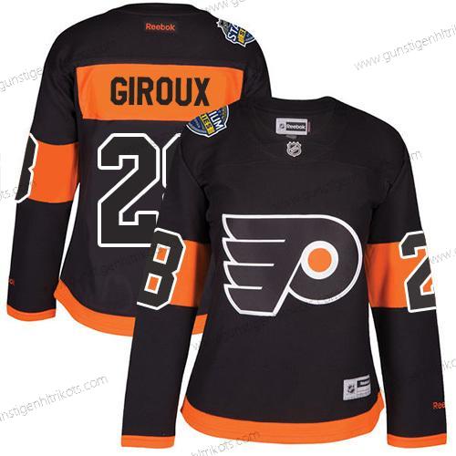 Frauen Philadelphia Flyers #28 Claude Giroux 2017 Stadium Series Strickerei NHL Trikots – Schwarz