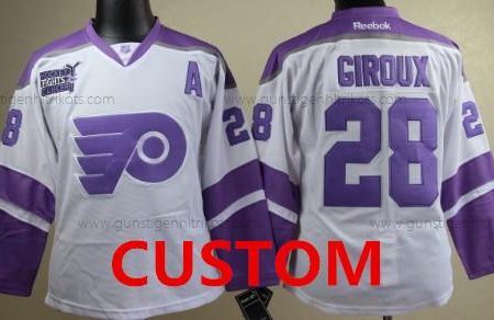 Frauen Philadelphia Flyers Personalisiertes Bekämpft Krebs Trikots – Weiß