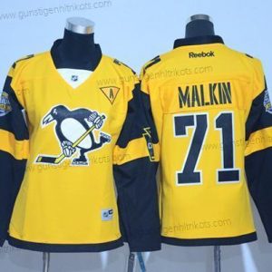 Frauen Pittsburgh Penguins #71 Evgeni Malkin 2017 Stadium Series Strickerei NHL Trikots – Gold