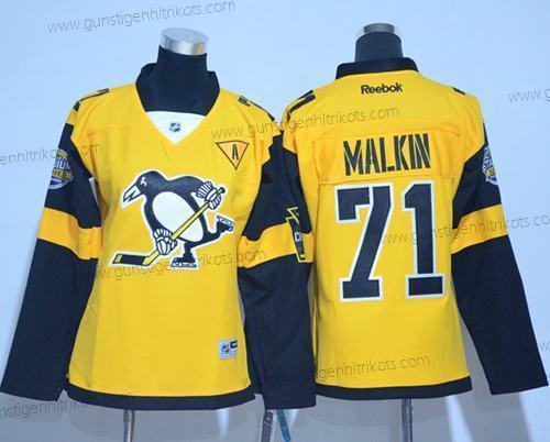 Frauen Pittsburgh Penguins #71 Evgeni Malkin 2017 Stadium Series Strickerei NHL Trikots – Gold