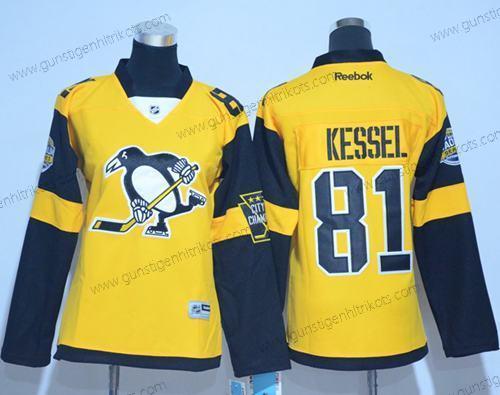 Frauen Pittsburgh Penguins #81 Phil Kessel 2017 Stadium Series Strickerei NHL Trikots – Gold