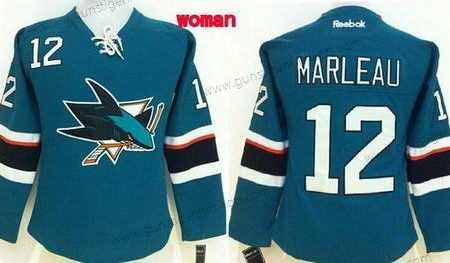 Frauen San Jose Sharks #12 Patrick Marleau 2014 Trikots – Blau