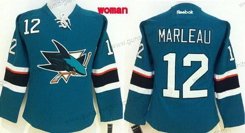 Frauen San Jose Sharks #12 Patrick Marleau 2014 Trikots – Blau