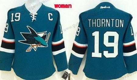 Frauen San Jose Sharks #19 Joe Thornton 2014 Trikots – Blau