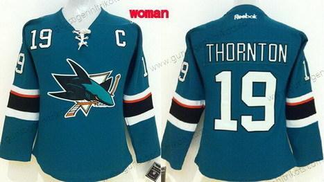 Frauen San Jose Sharks #19 Joe Thornton 2014 Trikots – Blau