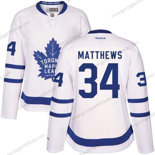 Frauen Toronto Maple Leafs #34 Auston Matthews Auswärtstrikots Strickerei NHL 2016-17 Reebok Hockey Trikots – Weiß