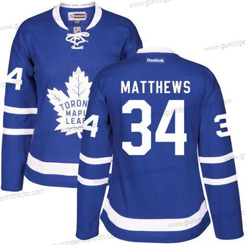 Frauen Toronto Maple Leafs #34 Auston Matthews Royal Heimtrikots Strickerei NHL 2016-17 Reebok Hockey Trikots – Blau