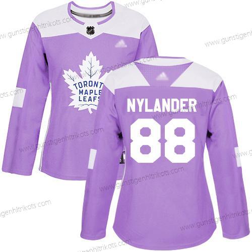 Frauen Toronto Maple Leafs #88 William Nylander Authentisch Bekämpft Krebs Strickerei Hockey Trikots – Lila