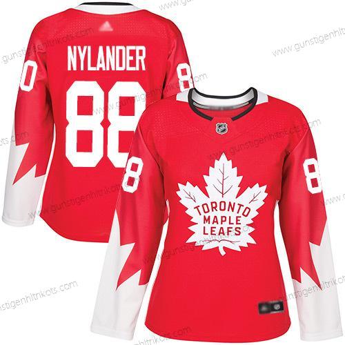 Frauen Toronto Maple Leafs #88 William Nylander Team Kanada Authentisch Strickerei Hockey Trikots – Rot