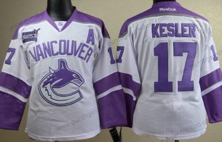 Frauen Vancouver Canucks #17 Ryan Kesler Bekämpft Krebs Trikots – Weiß