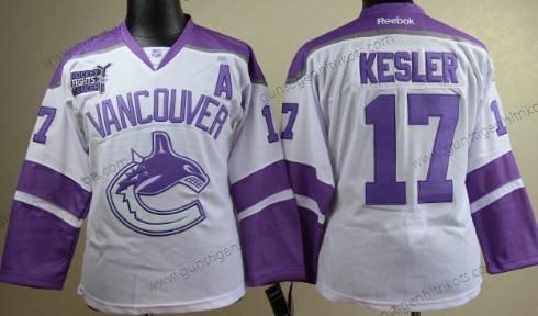 Frauen Vancouver Canucks #17 Ryan Kesler Bekämpft Krebs Trikots – Weiß