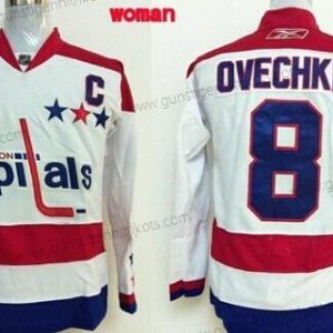 Frauen Washington Capitals #8 Alex Ovechkin Ausweichtrikot Trikots – Weiß