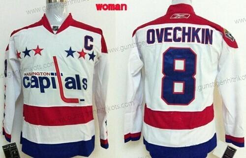 Frauen Washington Capitals #8 Alex Ovechkin Ausweichtrikot Trikots – Weiß