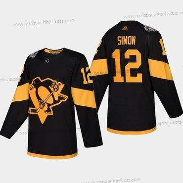 Herren #12 Dominik Simon Pittsburgh Penguins Coors 2019 Stadium Series Authentisch Trikots – Schwarz