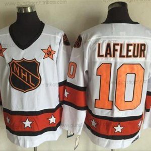 Herren 1972-81 NHL All-Star #10 Guy Lafleur CCM Strickerei Vintage Hockey Trikots – Weiß