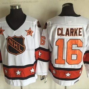 Herren 1972-81 NHL All-Star #16 Bobby Clarke CCM Strickerei Vintage Hockey Trikots – Weiß