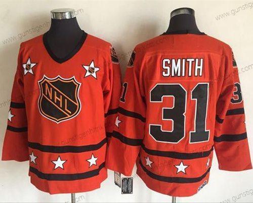 Herren 1972-81 NHL All-Star #31 Billy Smith CCM Strickerei Vintage Hockey Trikots – Orange