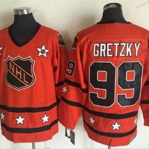 Herren 1972-81 NHL All-Star #99 Wayne Gretzky CCM Strickerei Vintage Hockey Trikots – Orange