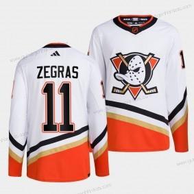 Herren Anaheim Ducks #11 Trevor Zegras 2022-23 Rückseite Retro Strickerei Trikots – Weiß