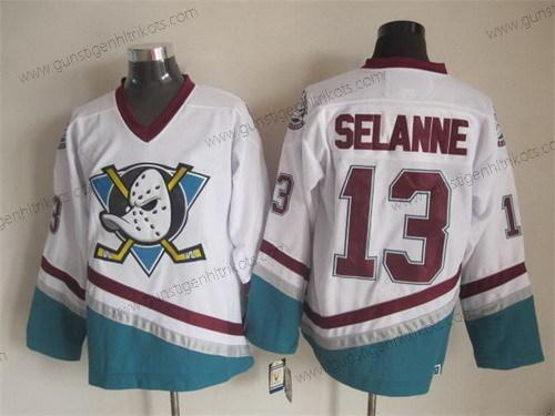 Herren Anaheim Ducks #13 Teemu Selanne Retro CCM Trikots – Weiß