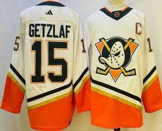 Herren Anaheim Ducks #15 Ryan Getzlaf 2022 Rückseite Retro Authentisch Trikots – Weiß