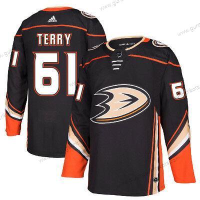 Herren Anaheim Ducks #61 Troy Terry 2017-2018 Hockey Strickerei NHL Trikots – Schwarz