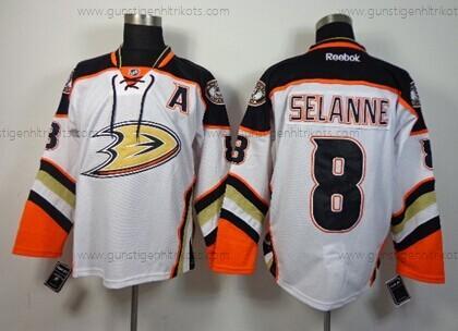 Herren Anaheim Ducks #8 Teemu Selanne 2014 Trikots – Weiß