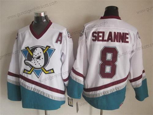 Herren Anaheim Ducks #8 Teemu Selanne Retro CCM Trikots – Weiß