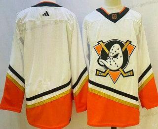 Herren Anaheim Ducks Leer 2022 Rückseite Retro Authentisch Trikots – Weiß