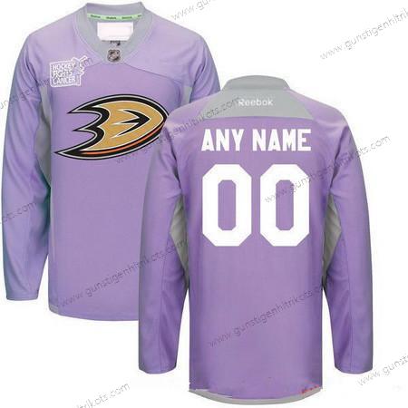 Herren Anaheim Ducks Personalisiertes Reebok Hockey Bekämpft Krebs Praxis Trikots – Lila Rosa