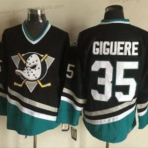 Herren Anaheim Mighty Ducks #35 Jean-Sebastien Giguere 1995-96 CCM Vintage Trikots – Schwarz