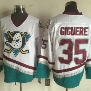 Herren Anaheim Mighty Ducks #35 Jean-Sebastien Giguere 1995-96 CCM Vintage Trikots – Weiß