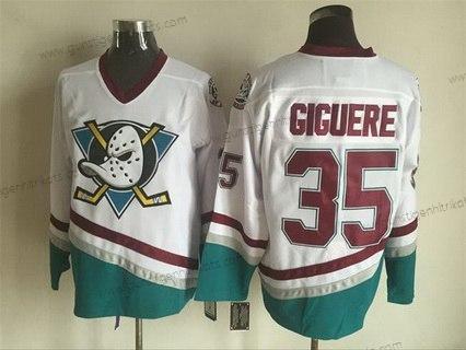 Herren Anaheim Mighty Ducks #35 Jean-Sebastien Giguere 1995-96 CCM Vintage Trikots – Weiß