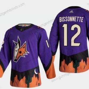 Herren Arizona Coyotes #12 Paul Bissonnette Rückseite Retro 2020-21 Authentisch Trikots – Lila