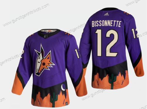 Herren Arizona Coyotes #12 Paul Bissonnette Rückseite Retro 2020-21 Authentisch Trikots – Lila