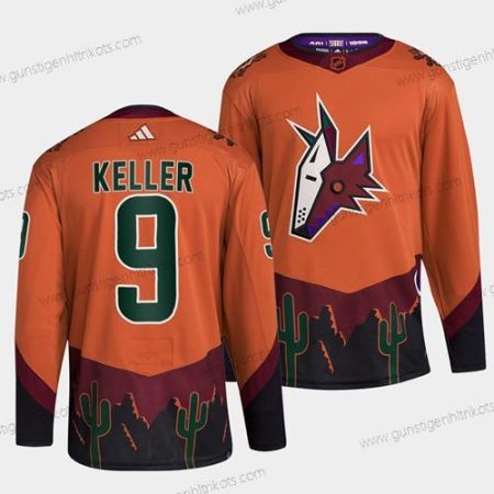 Herren Arizona Coyotes #9 Clayton Keller 2022-23 Rückseite Retro Strickerei Trikots – Orange