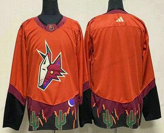 Herren Arizona Coyotes Leer 2022 Rückseite Retro Strickerei Trikots – Orange