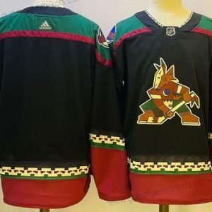 Herren Arizona Coyotes Leer Strickerei Trikots – Schwarz