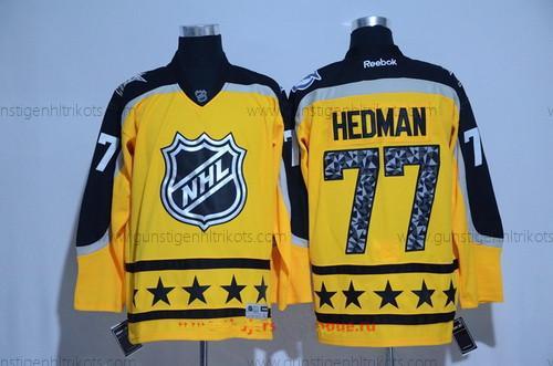 Herren Atlantic Division Tampa Bay Lightning #77 Victor Hedman Reebok 2017 NHL All-Star Strickerei Ice Hockey Trikots – Gelb