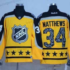 Herren Atlantic Division Toronto Maple Leafs #34 Auston Matthews Reebok 2017 NHL All-Star Strickerei Ice Hockey Trikots – Gelb