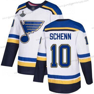 Herren Blaus #10 Brayden Schenn Road Authentisch Stanley Cup Champions Strickerei Hockey Trikots – Weiß