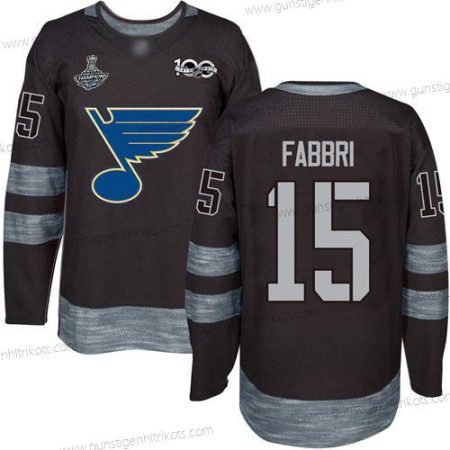 Herren Blaus #15 Robby Fabbri 1917-2017 100th Jahrestag Stanley Cup Champions Strickerei Hockey Trikots – Schwarz