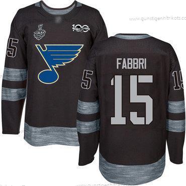 Herren Blaus #15 Robby Fabbri 1917-2017 100th Jahrestag Stanley Cup Final Bound Strickerei Hockey Trikots – Schwarz